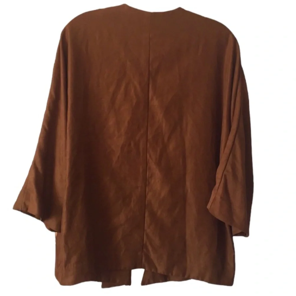 ZARA WATERFALL JACKET FAUX SUEDE CAMEL COLOR